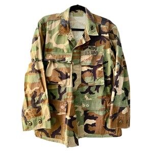 Vintage Military US Army Jacket Size Med Regular Camouflage Fatigue NATO 607C